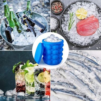 Balde De Gelo De Silicone 4 Em 1 Com Tampa Forma Para 120 Cubos E Praticidade Para Sua Bebida