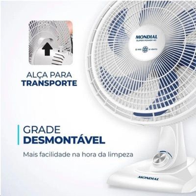 Ventilador De Mesa 40cm Super Power Vsp-40-w Mondial Branco Com Azul 220V