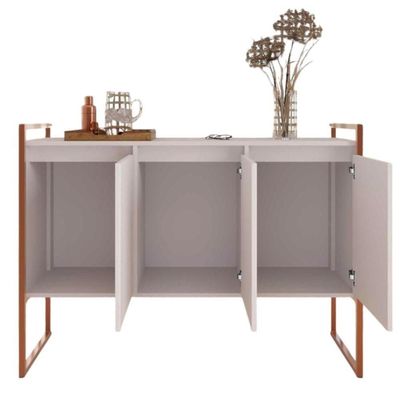 Buffet Aparador Industrial 3 Portas Para Sala De Jantar Branco Cobre