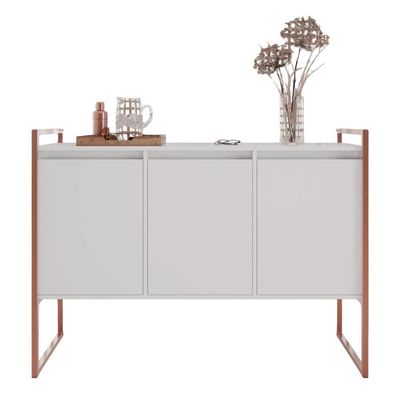 Buffet Aparador Industrial 3 Portas Para Sala De Jantar Branco Cobre