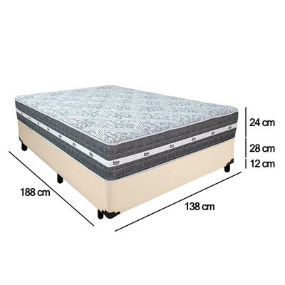 Cama Box Casal Sintético + Colchão Anjos Black Graphite Molas Ensacadas 138x188x64cm Bege
