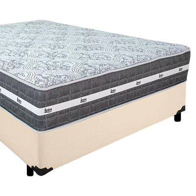Cama Box Casal Sintético + Colchão Anjos Black Graphite Molas Ensacadas 138x188x64cm Bege