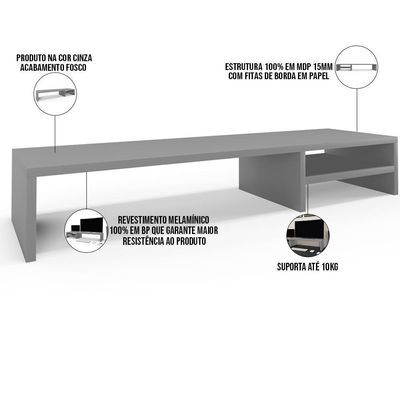 Kit 02 Suportes Para Monitor Stand Home Office Lap 90 Cm L03 Cinza - Lyam