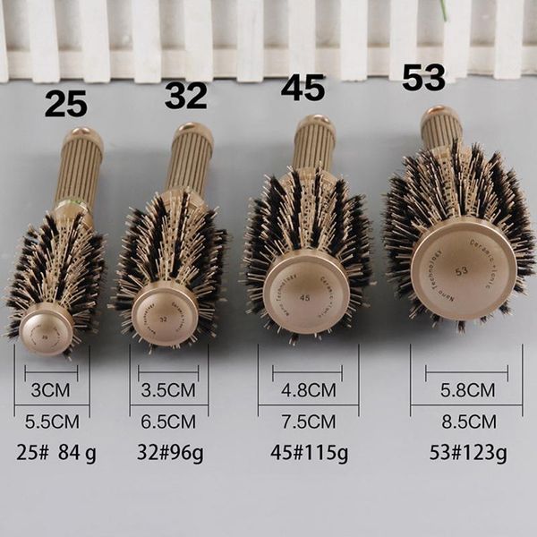 Escova de Cabelo Térmica Cerâmica Iônica com Cabo Antiderrapante Dourada 25 mm