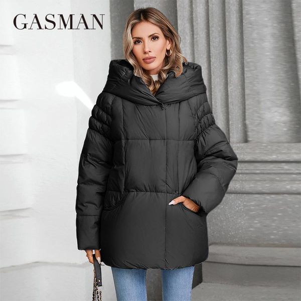 Parka Feminina GASMAN 2024 Nova Moda Casaco Casual com Capuz L / azul marinho