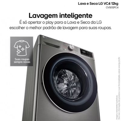 Lava e Seca LG Smart VC4 CV5012PC4A Look com Inteligência Artificial AI DD - 12kg/7kg Inox / 220V