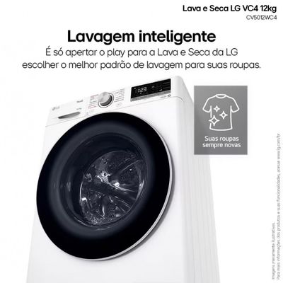 Lava e Seca LG Smart VC4 CV5012WC4 com Inteligência Artificial AIDD 12kg/7kg Branco / 110V