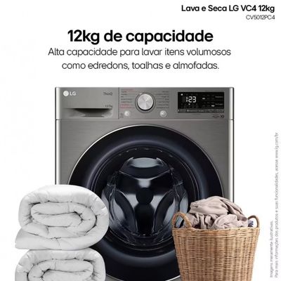 Lava e Seca LG Smart VC4 CV5012PC4A Look com Inteligência Artificial AI DD - 12kg/7kg Inox / 220V