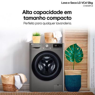 Lava e Seca LG Smart VC4 CV5012PC4A Look com Inteligência Artificial AI DD - 12kg/7kg Inox / 220V
