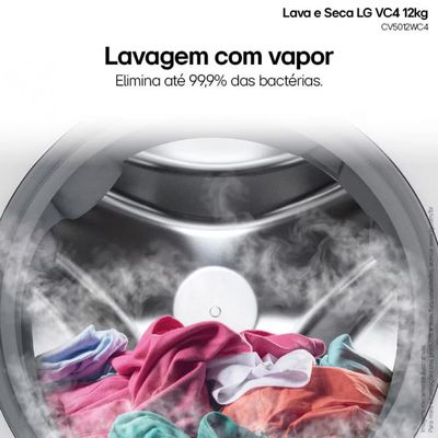 Lava e Seca LG Smart VC4 CV5012WC4 com Inteligência Artificial AIDD 12kg/7kg Branco / 220V