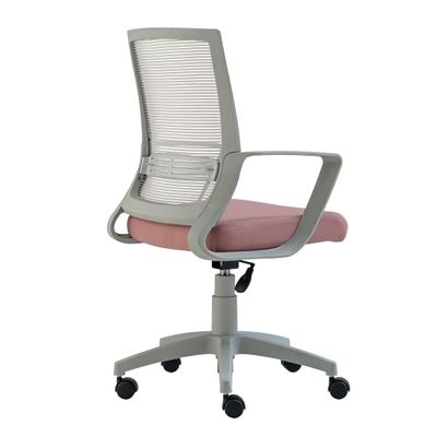 Cadeira de Escritório Giratória Stay Roal Cinza com Encosto em Tela Assento Rosa Base em Nylon
