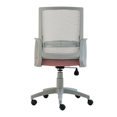 Cadeira de Escritório Giratória Stay Roal Cinza com Encosto em Tela Assento Rosa Base em Nylon