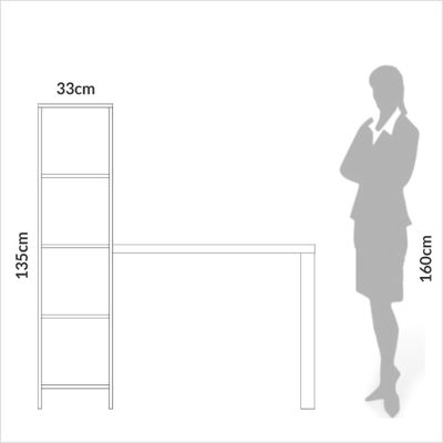 Escrivaninha em MDF 5 Prateleiras 123 x 44 cm Freijó/Preto Fosco Pradel Dalla Costa