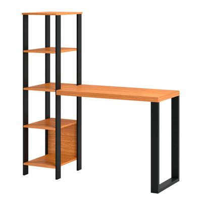 Escrivaninha em MDF 5 Prateleiras 123 x 44 cm Freijó/Preto Fosco Pradel Dalla Costa