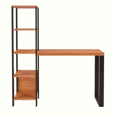 Escrivaninha em MDF 5 Prateleiras 123 x 44 cm Freijó/Preto Fosco Pradel Dalla Costa
