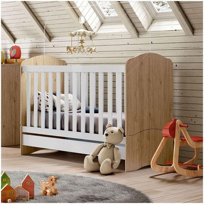 Berço Henn Mini Cama Bala De Menta I02 Rustico Com Branco