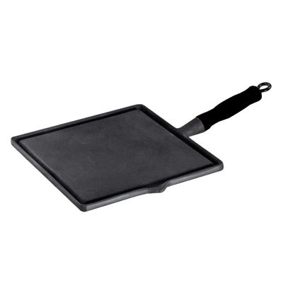 Bifeteira quadrada lisa com cabo de silicone Preto 26x26cm
