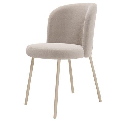 Kit 3 Cadeiras Sala De Jantar Estofada Gavi Arena L02 Bouclê Creme Lyam Decor