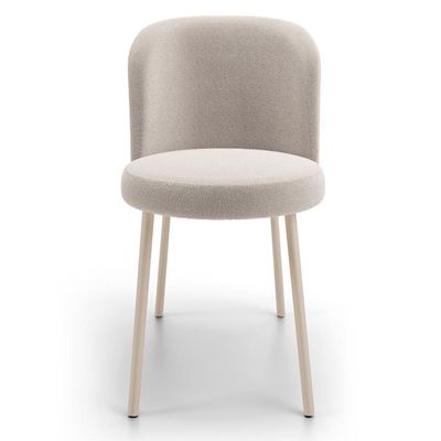 Kit 3 Cadeiras Sala De Jantar Estofada Gavi Arena L02 Bouclê Creme Lyam Decor