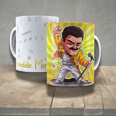 Caneca De Porcelana 325ml Decorada ícones Da Música Freddie Mercury