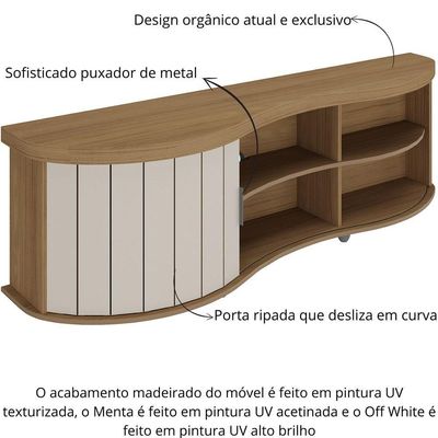 Rack De Sala Para Tv 75 Artely Magnum Carvalho Off White Menta