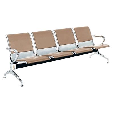 Cadeira Longarina Com Est Cromada 4 Lugares Colors Marrom Claro