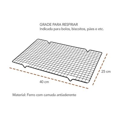 Grade para Resfriar Bolos Antiaderente e Espatula Preta 2un