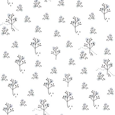 Papel de Parede Fofura Baby Desenhos Árvore Preto e Branco FF4004