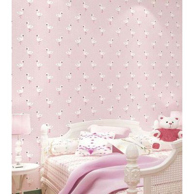 Papel de Parede Fofura Baby Flamingos Fundo Rosa FF4019