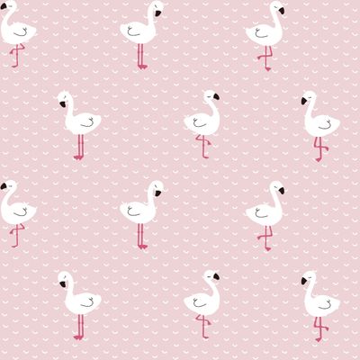 Papel de Parede Fofura Baby Flamingos Fundo Rosa FF4019
