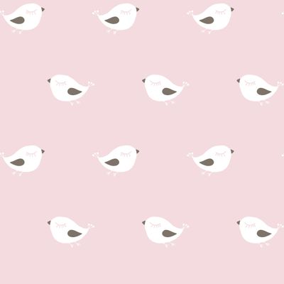 Papel de Parede Fofura Baby Pássaros Fundo Rosa FF4007