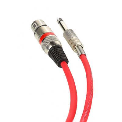 Cabo de Microfone XLR Femea Para P10 Mono - Vermelho - 5 Metros