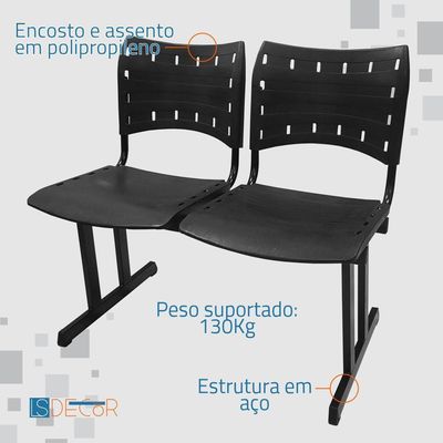Cadeira Iso Pp Rp Longarina 2 Lugares Color Vermelho