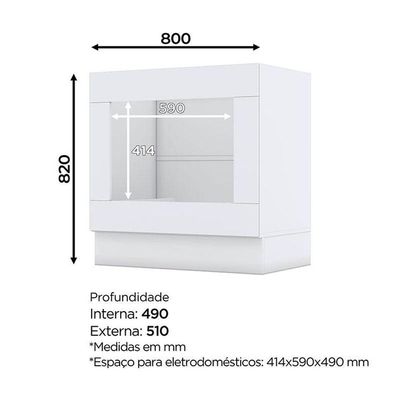 Balcão Forno De Embutir Nova York Branco Com Tampo Nature - Henn