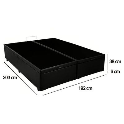 Cama Box Baú King Bipartido Sintético Sereneprime Preto 192x203x44