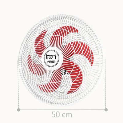 Ventilador Maggie Parede Branco Oscilante 127V Pás Vermelho 110V
