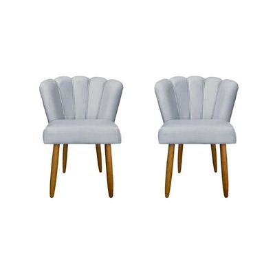 Kit 2 Cadeiras De Jantar Flor Em Veludo Reforçada - Balaqui Decor Cor:cinza Cinza