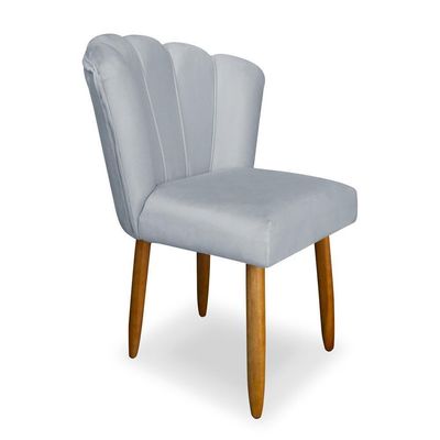 Kit 2 Cadeiras De Jantar Flor Em Veludo Reforçada - Balaqui Decor Cor:cinza Cinza
