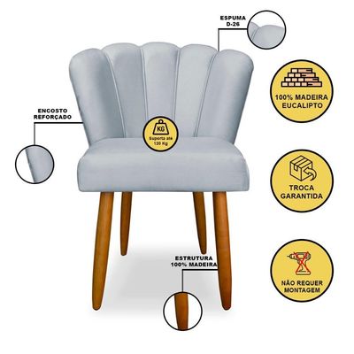 Kit 2 Cadeiras De Jantar Flor Em Veludo Reforçada - Balaqui Decor Cor:cinza Cinza