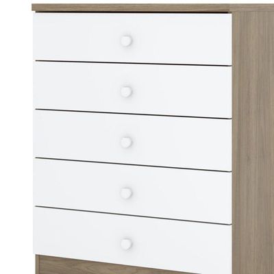 Cômoda Infantil 5 Gavetas Bala De Menta Rústico Branco