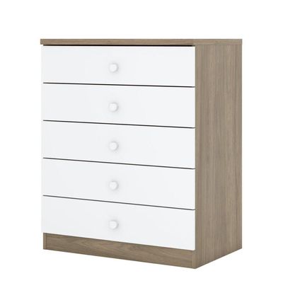 Cômoda Infantil 5 Gavetas Bala De Menta Rústico Branco