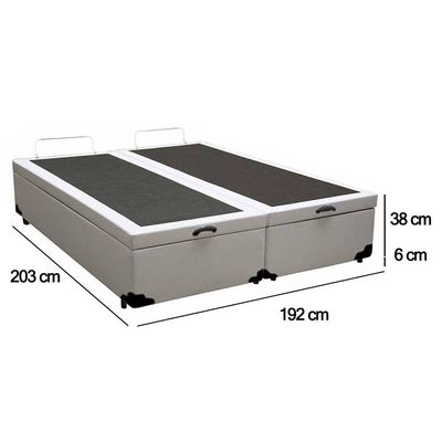 Cama Box Baú King Bipartido Sintético Sereneprime Branco 192x203x44
