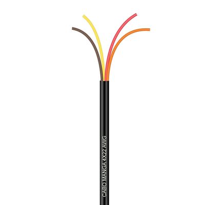 Cabo Manga 4X22 AWG - sem Blindagem Preto - 3 Metros