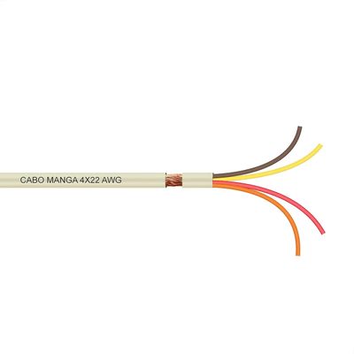 Cabo Manga 4x22 AWG - com Blindagem Bege - 100 Metros