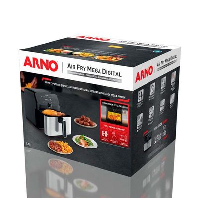 Fritadeira Arno Air Fryer Mega Digital AFD7 1700W 7,5l Inox Inox E Preto 220V