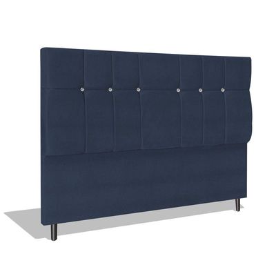 Cabeceira Estofada Box Casal Queen Size Encosto Para Cama Audi X1 164x126 Cm Azul Marinho