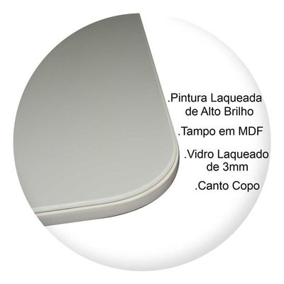 Mesa Jantar Base X Tampo Retangular Laca Com Vidro 100x70cm Off White