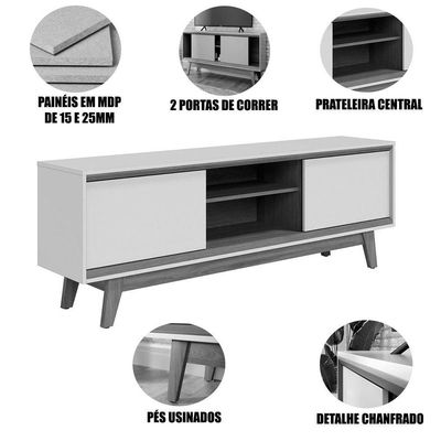 Rack Bancada Mundi 2 Portas Para Tv De 75 Polegadas Cumaru/opala