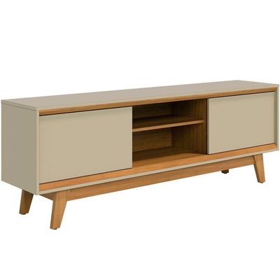 Rack Bancada Mundi 2 Portas Para Tv De 75 Polegadas Cumaru/opala