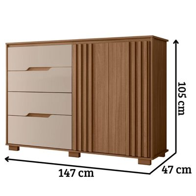 Cômoda Texas 2 Portas E 4 Gavetas Carvalho Fendi Moval